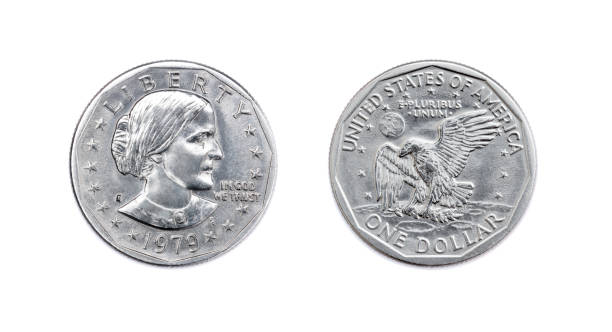 istock american one dollar coin both sides isolate on white background. 1979 used USA  1 dollar realistic photo image 912072570