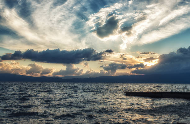 Beautiful summer sunset on the Lake Ohrid, Macedonia