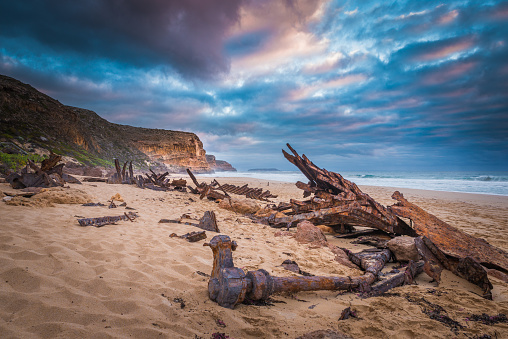 South Australian Coastal Landscape with, Ethel, ship wreck at the beack in Innes National Park, Yorke Peninsula