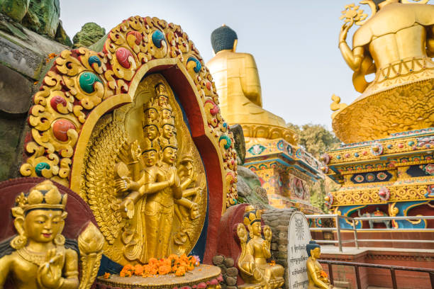 istock Golden statue in Swayambhunath temple 912090706
