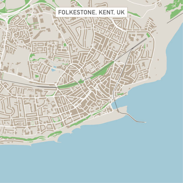 istock Folkestone Kent UK City Street Map 912090810
