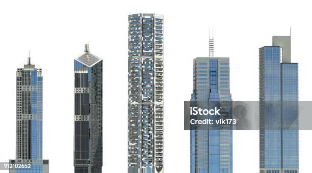Ilustración 3d De Rascacielos Aislado Sobre Fondo Blanco Foto de stock y más banco de imágenes de Rascacielos