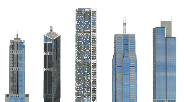 istock Skyscrapers 3D Illustration isolated on white background 912102652