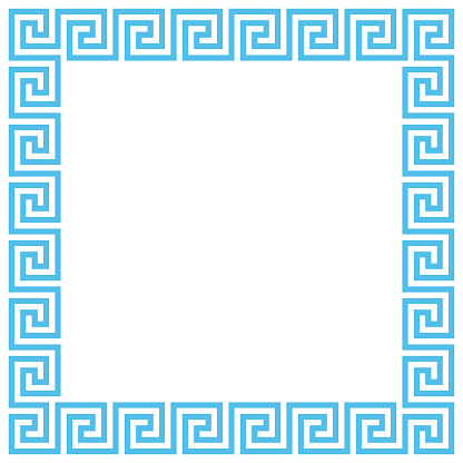 Vector Ancient Greek meander pattern frame. Editable stroke.