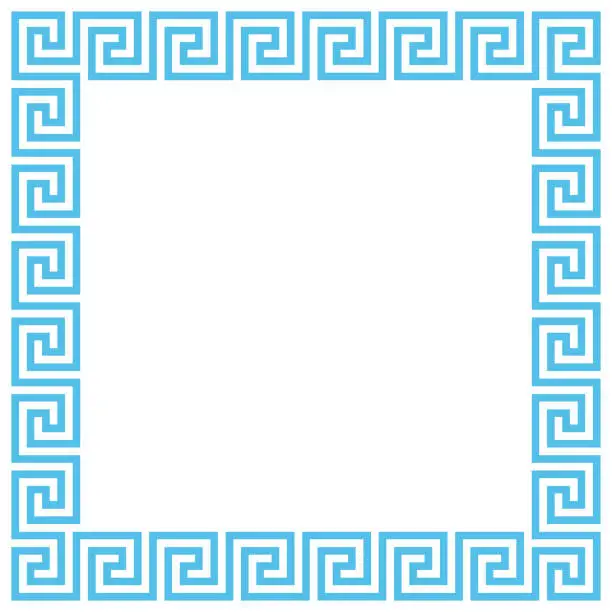 Vector illustration of Vector Ancient Greek meander pattern frame. Editable stroke.