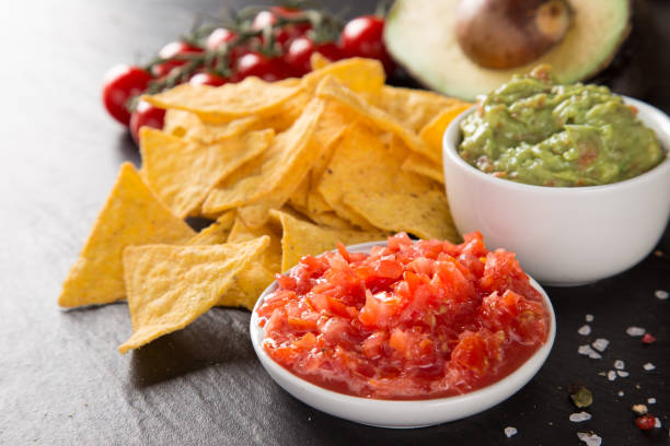 istock Tradition mexican guacamole and salsa dip, nachos tortilla chips 912108858
