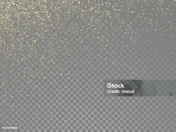 Glitter Gold Particles And Star Dust Shimmer Or Magical Falling Gold Glittering Effect On Vector Transparent Background Stock Illustration - Download Image Now