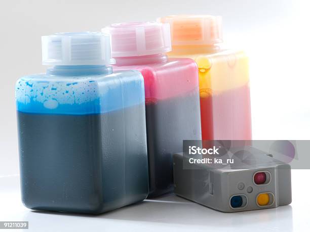 Cartridge Refuelling1 Stock Photo - Download Image Now - Inkjet Cartridge, Printing Out, Blue