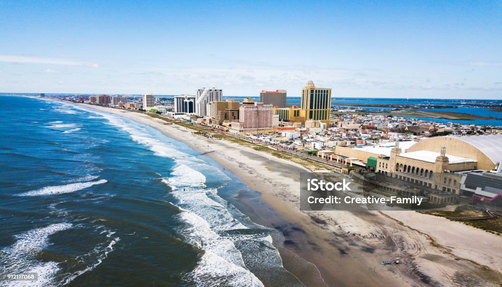 Atlantic city waterline aerial Atlantic city waterline aerial view, New Jersey USA Atlantic City Stock Photo