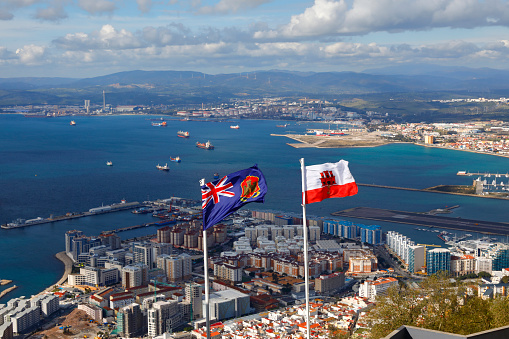 View from the Gibraltar Rock (UK) to Algeciras (Spain)
