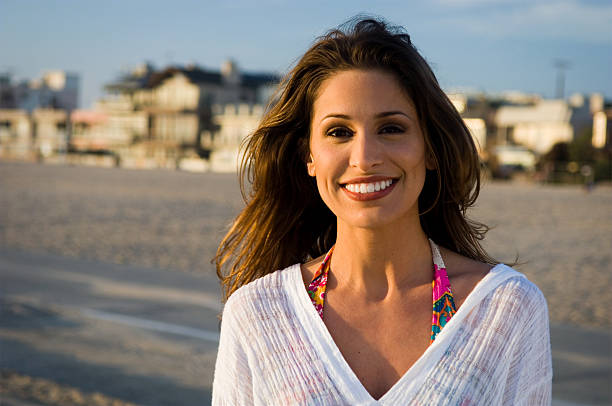 istock Smiling Bikini Model at Beach Los Angeles California 91212650