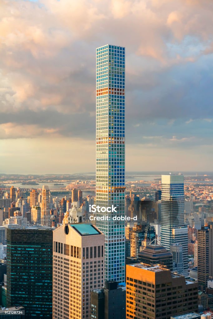 432 Park Avenue on New York City, the tallest residential building in the world Aerial view of 432 Park Avenue construction, the tallest residential building in the world, in New york City Natural Parkland Stock Photo