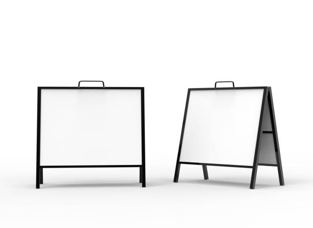 istock Blank white sandwich square A frame metallic outdoor advertising stand mockup set, isolated, 3d rendering. Clear street signage board mock up. A-board with metal frame template. 912133754