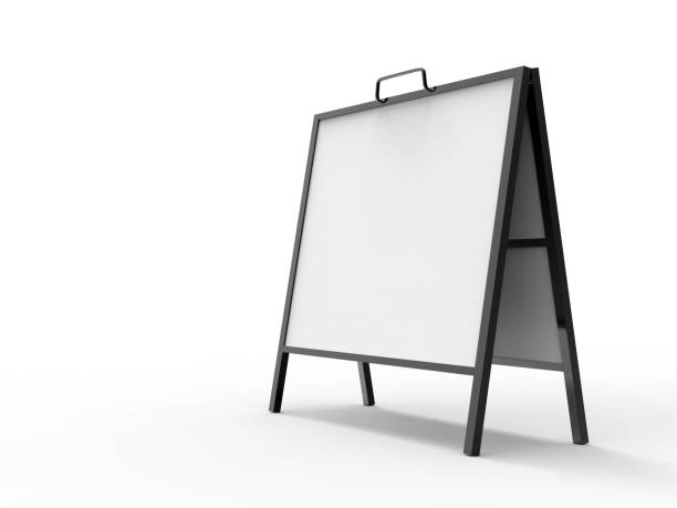 istock Blank white sandwich square A frame metallic outdoor advertising stand mockup set, isolated, 3d rendering. Clear street signage board mock up. A-board with metal frame template. 912133874