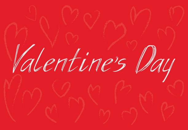 istock Valentine's Day white lettering with hearts on the red background 912134260