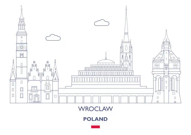 Vector illustration of Wroclaw City Skyline, Poland