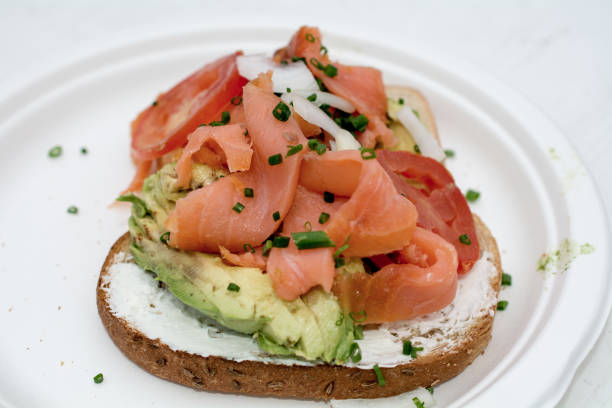 istock Avocado toast with smoked salmon 912137626