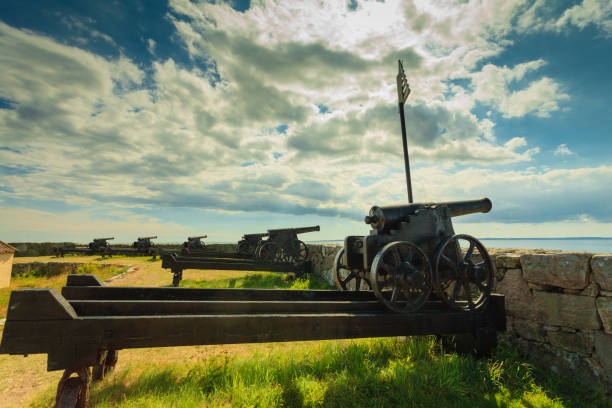 Fort Christiansoe naval fortress with cannons near island Bornholm in the Baltic Sea Denmark Scandinavia Europe.