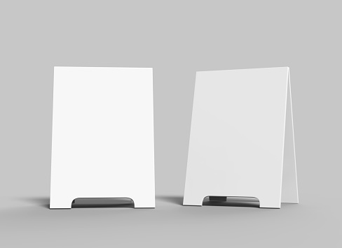 Crezon A-frame sandwich boards for design mock up and presantation. white blank 3d.