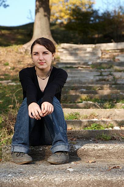 Girl beaming stock photo