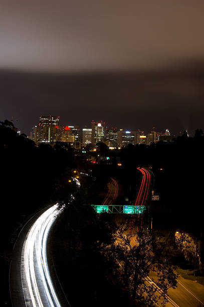 l'autostrada 163 - night downtown district north america san diego california foto e immagini stock