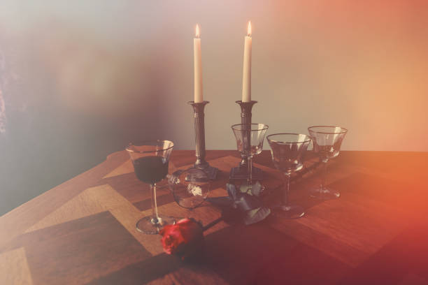 istock Red Wine, red Rose and Candlelight 912142116