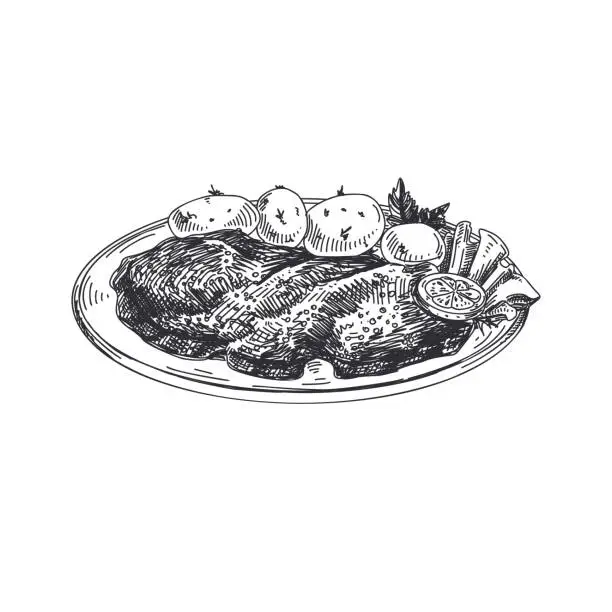 Vector illustration of Beautiful vector hand drawn austrian food Illustration.