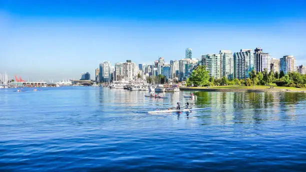 Photo of Vancouver skyline with harbor, British Columbia, Canada