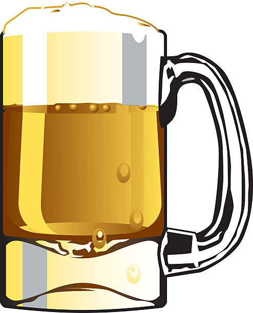 spieniona piwo kubek - serving drink beer garden beer glass stock illustrations