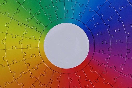 Colorful round puzzle from above