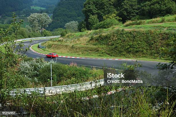 Mountain Road And A Car Stock Photo - Download Image Now - Nürburgring, Angle, Asphalt
