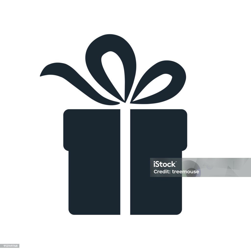 Icono de caja de regalo simple. Elemento de diseño único color aislado en blanco. Regalo dando y recibiendo, vacaciones, cumpleaños, concepto de celebración. - arte vectorial de Regalo libre de derechos