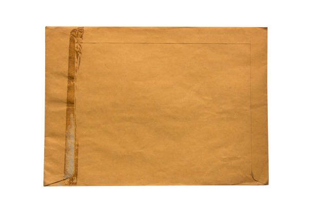 오래 된 갈색 봉투에 흰색 배경 분리 - envelope brown yellow manila paper 뉴스 사진 이미지