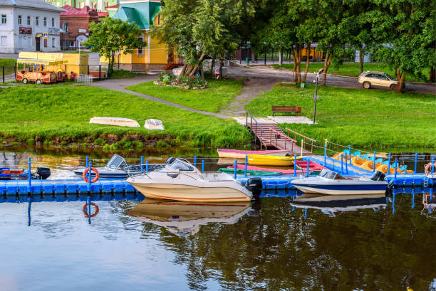 istock Small motor boats at the pier 912151104