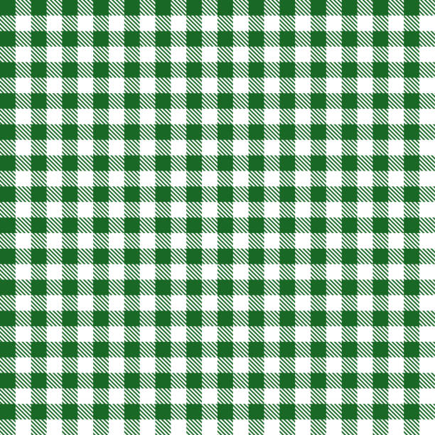 Bекторная иллюстрация Зеленый Gingham ткань Ткань Ткань шаблон