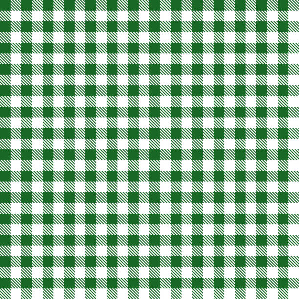 Green Gingham Cloth Fabric Pattern Green color gingham cloth fabric seamless pattern. gingham stock illustrations