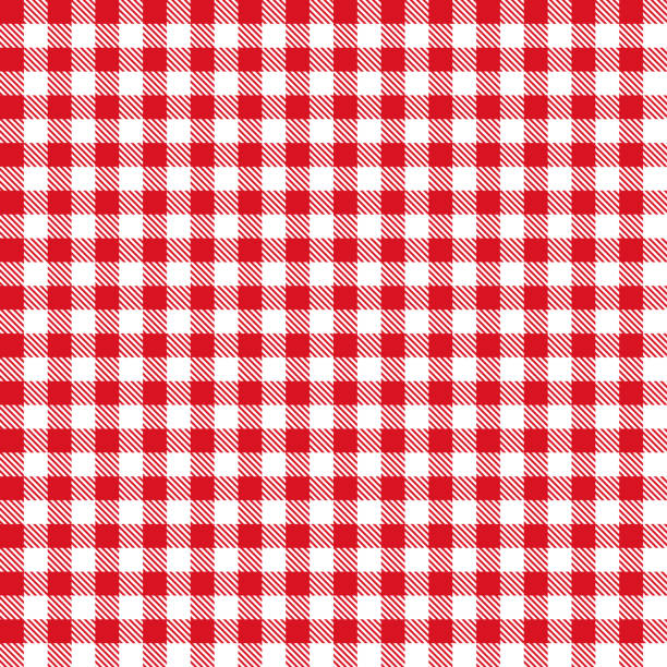 ilustrações de stock, clip art, desenhos animados e ícones de red gingham cloth fabric pattern - picnic