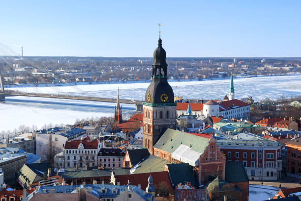 istock old city part in Riga, Latvia. Areal view 912158720