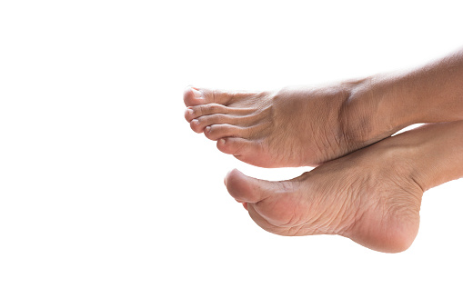 Two feet, Isolated  on white background.