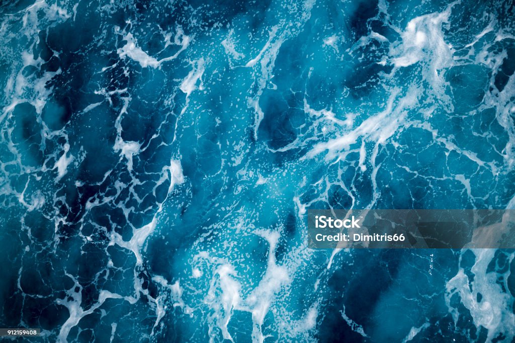 Blauen Tiefsee schäumenden Wasser Hintergrund - Lizenzfrei Meer Stock-Foto