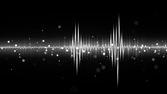 audio waveform black and white equalizer. Computer generated abstract background\