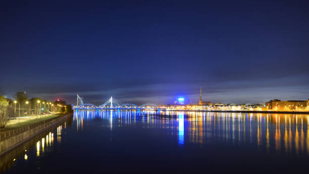 istock Defocused bokeh background of Riga and Daugava river, Latvia 912163692