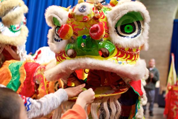 китайский танец льва - dragon dancer стоковые фото и изображения