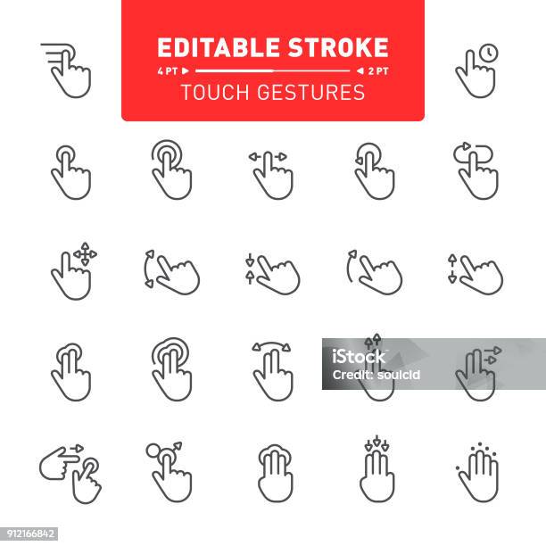 Touch Screen Gesture Icons Stock Illustration - Download Image Now - Cursor, Icon Symbol, Dragging