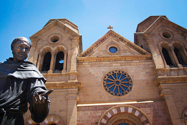 cathedral and saint francis statue  basilica stock pictures, royalty-free photos & images