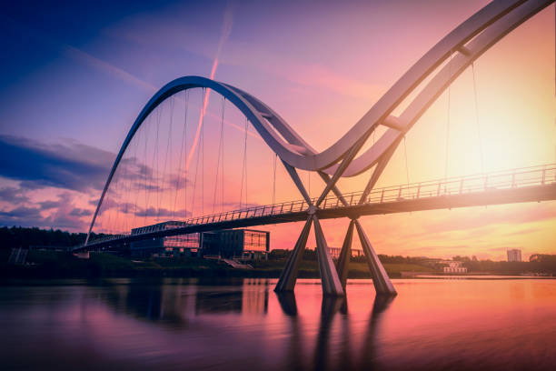 istock Infinity Bridge on dramatic sky at sunset in Stockton-on-Tees, UK. 912169928