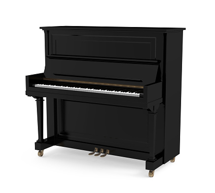 Upright Piano isolated on white background. 3D render