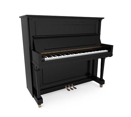 Upright Piano isolated on white background. 3D render