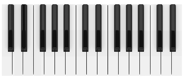 Black and White Piano Illustration. 3D render