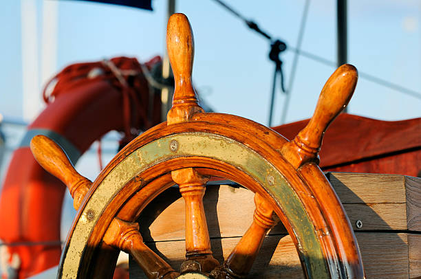 istock Close-up of rustic wooden ship's rudder 91217825